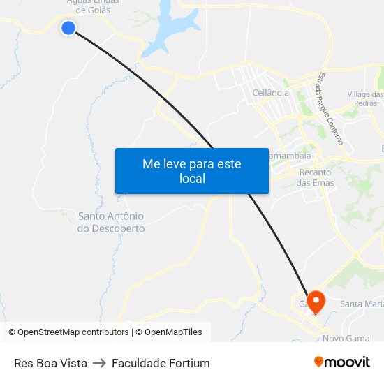 Res Boa Vista to Faculdade Fortium map