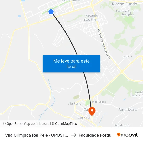 Vila Olímpica Rei Pelé «OPOSTO» to Faculdade Fortium map