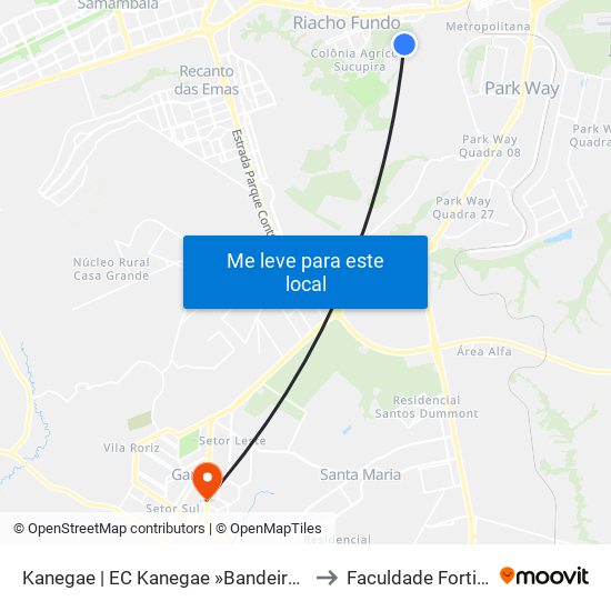 Kanegae | EC Kanegae »Bandeirante» to Faculdade Fortium map