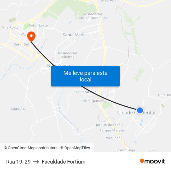 Rua 19, 29 to Faculdade Fortium map