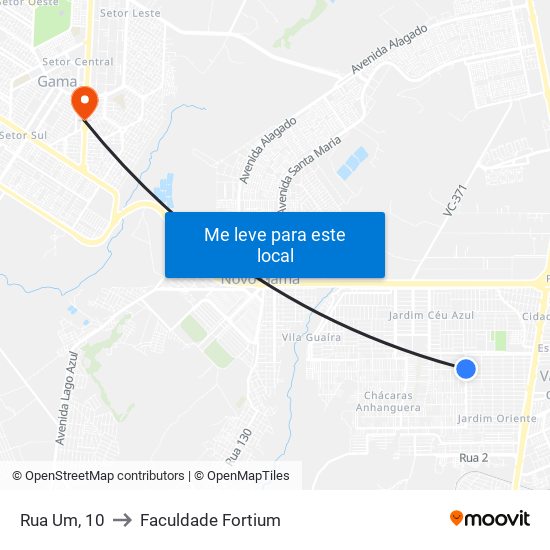 Rua Um, 10 to Faculdade Fortium map