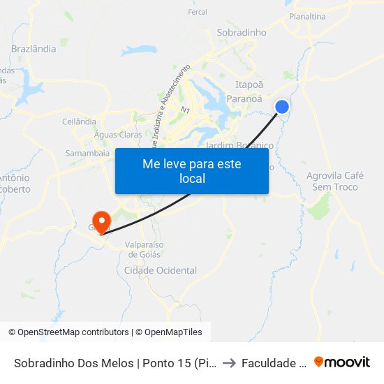 Sobradinho Dos Melos | Ponto 15 (Pizz. Fonte Do Sabor) to Faculdade Fortium map