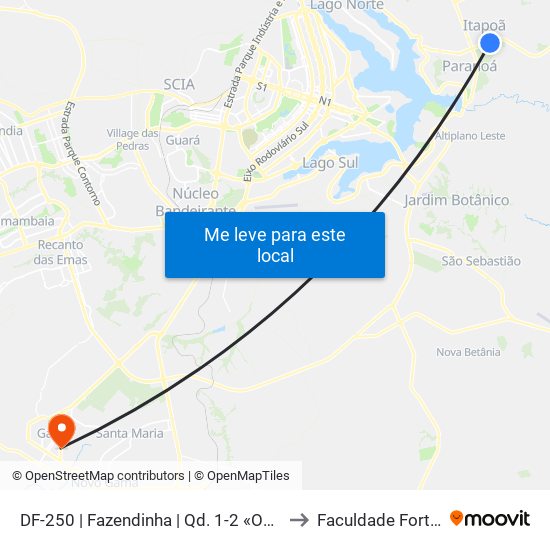 Df-250 | Fazendinha Qd. 1-2 «Lado Oposto» to Faculdade Fortium map