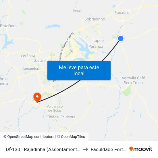Df-130 | Rajadinha (Assentamento Fnl) to Faculdade Fortium map
