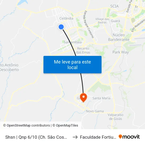 Shsn | Qnp 6/10 (Ch. São Cosmo) to Faculdade Fortium map