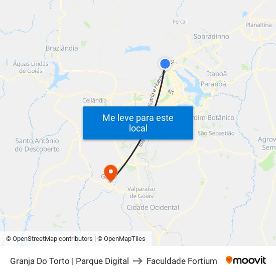 Granja Do Torto | Parque Digital to Faculdade Fortium map