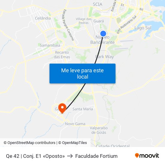 Qe 42 | Conj. E1 «Oposto» to Faculdade Fortium map