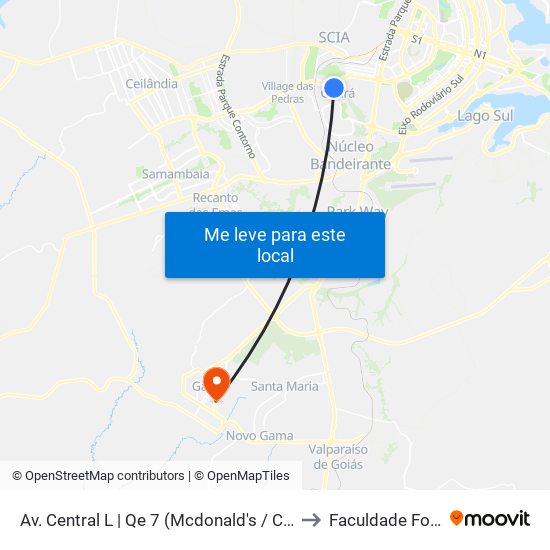 Av. Central L | Qe 7 (Mcdonald's / Cilg / Cef 2) to Faculdade Fortium map