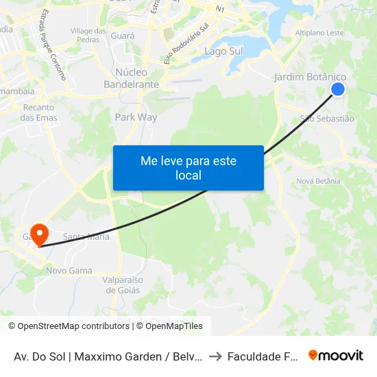 Av. Do Sol | Maxximo Garden / Belvedere Green to Faculdade Fortium map