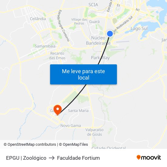 EPGU | Zoológico to Faculdade Fortium map