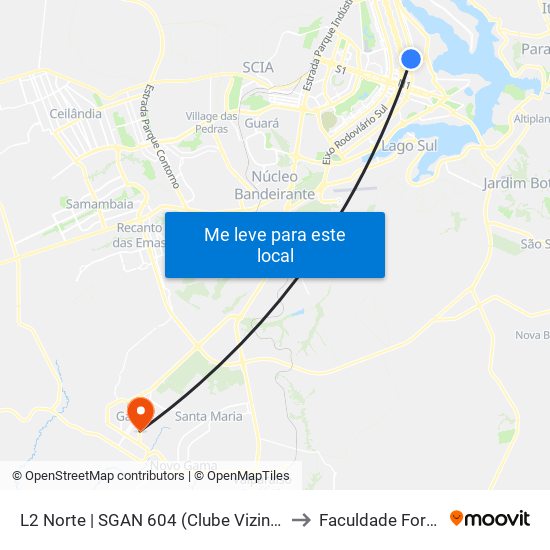 L2 Norte | SGAN 604 (Clube Vizinhança) to Faculdade Fortium map