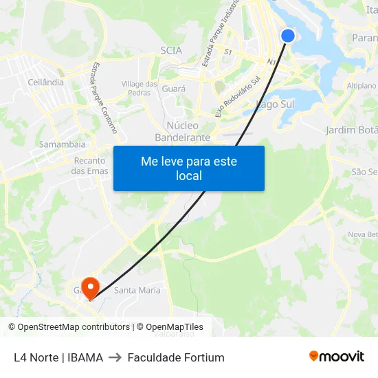 L4 Norte | IBAMA to Faculdade Fortium map