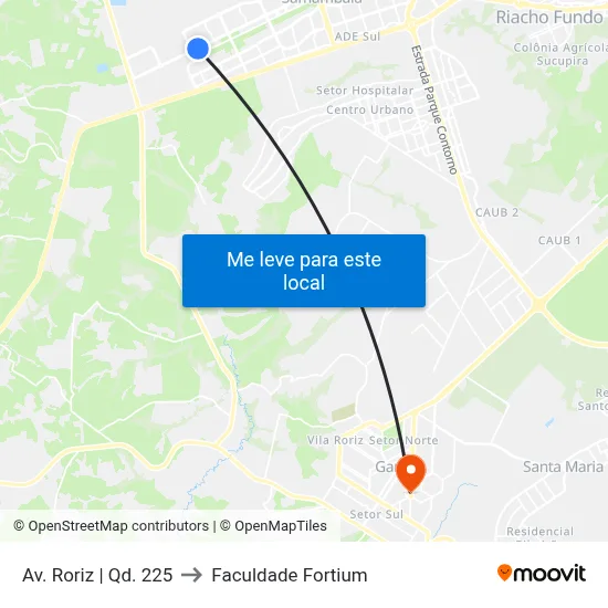 Av. Roriz | Qd. 225 to Faculdade Fortium map