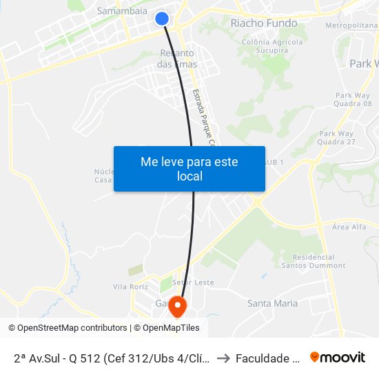 2ª Av.Sul - Q 512 (Cef 312/Ubs 4/Clínica Da Família 3) to Faculdade Fortium map