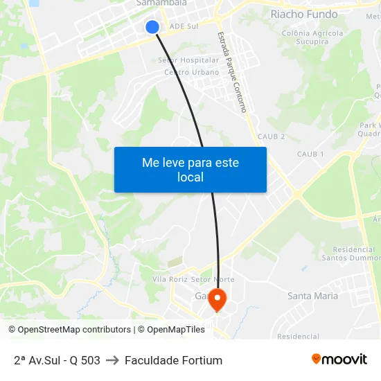 2ª Av.Sul - Q 503 to Faculdade Fortium map