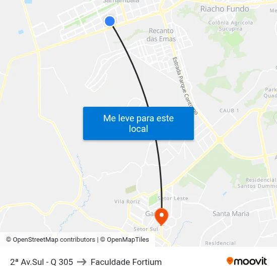 2ª Av.Sul - Q 305 to Faculdade Fortium map