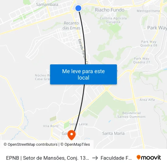EPNB | Passarela Setor de Mansões to Faculdade Fortium map