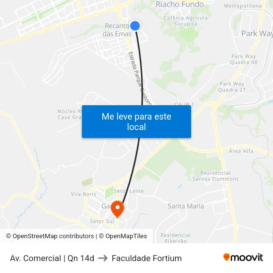 Av. Comercial | Qn 14d to Faculdade Fortium map