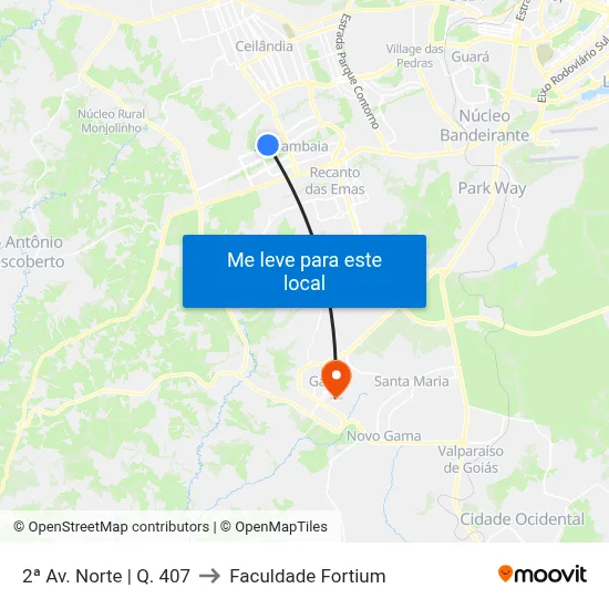 2ª Av. Norte | Q. 407 to Faculdade Fortium map