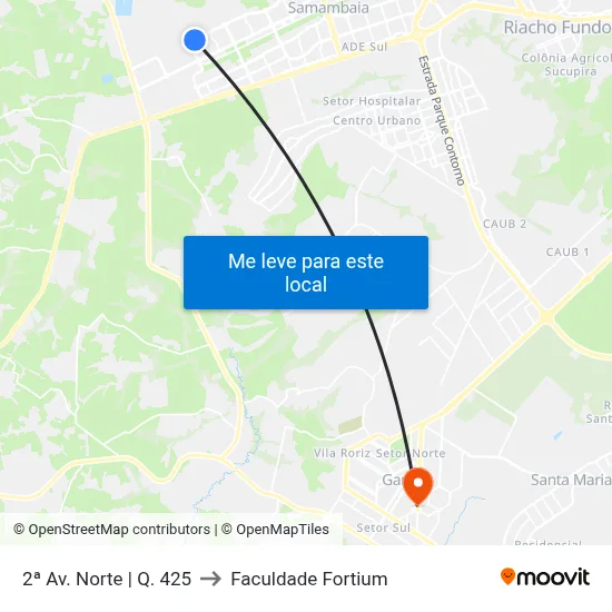 2ª Av. Norte | Q. 425 to Faculdade Fortium map