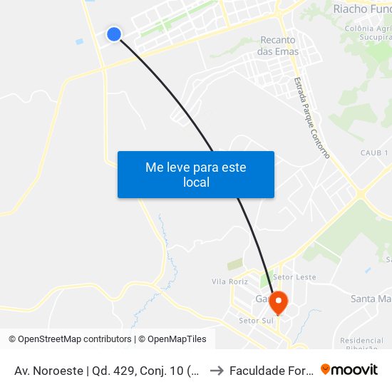 Av. Noroeste | Qd. 429, Conj. 10 (Cef 427) to Faculdade Fortium map