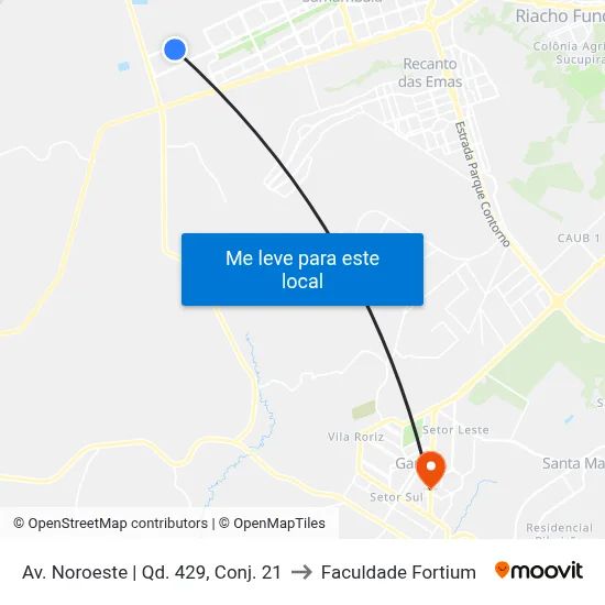 Av. Noroeste | Qd. 429, Conj. 21 to Faculdade Fortium map