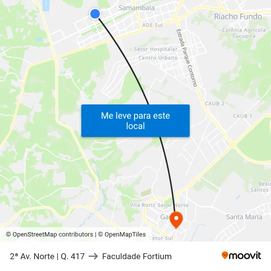 2ª Av. Norte | Q. 417 to Faculdade Fortium map