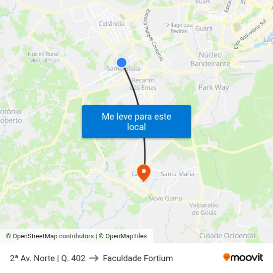 2ª Av. Norte | Q. 402 to Faculdade Fortium map