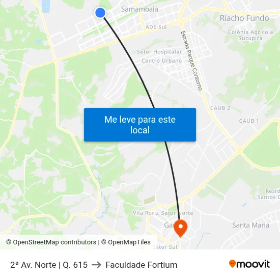 2ª Av. Norte | Q. 615 to Faculdade Fortium map