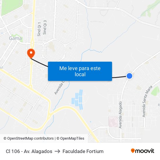 Cl 106 - Av. Alagados to Faculdade Fortium map