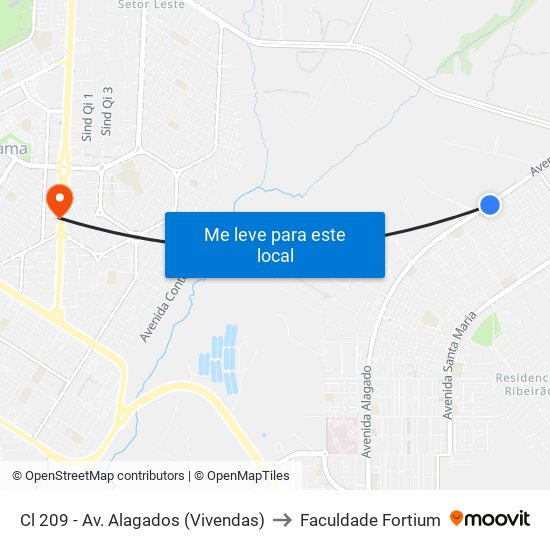 Cl 209 - Av. Alagados (Vivendas) to Faculdade Fortium map