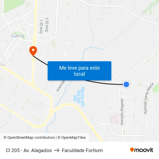 Cl 205 - Av. Alagados to Faculdade Fortium map