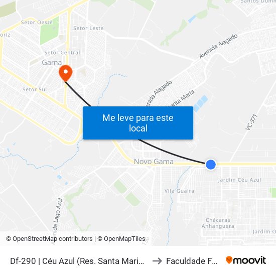 Df-290 | Céu Azul (Res. Santa Maria, Módulo 5) to Faculdade Fortium map