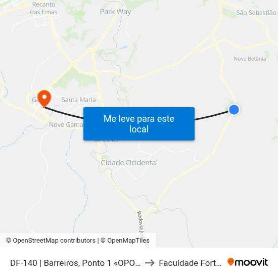 DF-140 | Barreiros, Ponto 1 «OPOSTO» to Faculdade Fortium map