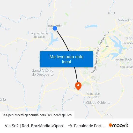 Via Sn2 | Rod. Brazlândia «Oposto» to Faculdade Fortium map