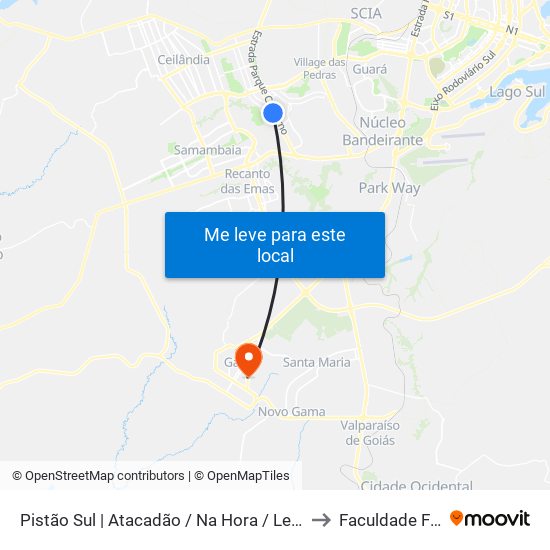 Pistão Sul | Atacadão / Na Hora / Leonardo da Vinci to Faculdade Fortium map