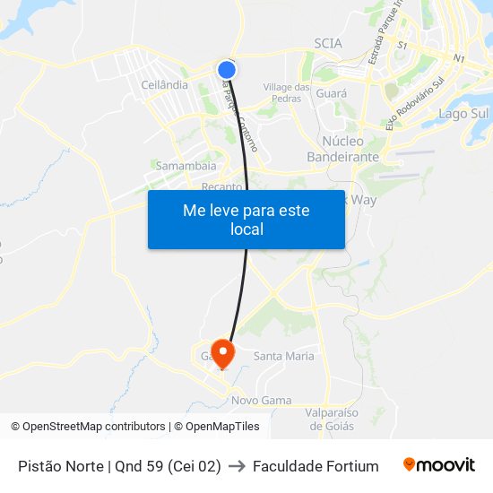 Pistão Norte | Qnd 59 (Cei 02) to Faculdade Fortium map