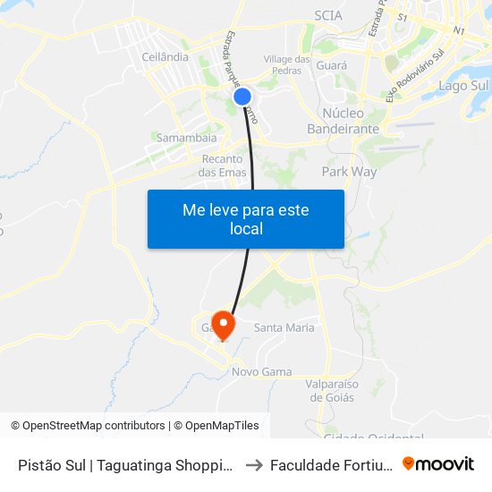 Pistão Sul | Taguatinga Shopping to Faculdade Fortium map