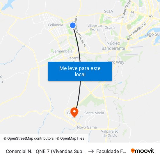 Conercial N. | QNE 7 (Vivendas Supermercado) to Faculdade Fortium map