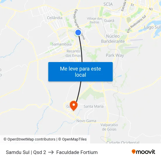 Samdu Sul | Qsd 2 to Faculdade Fortium map