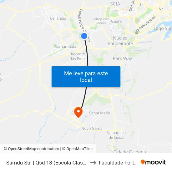 Samdu Sul | Qsd 18 (Escola Classe 10) to Faculdade Fortium map