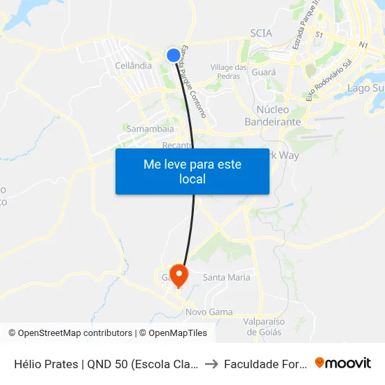 Hélio Prates | QND 50 (Escola Classe 08) to Faculdade Fortium map