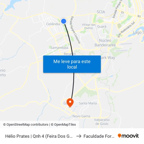 Hélio Prates | Qnh 4 (Feira Dos Goianos) to Faculdade Fortium map