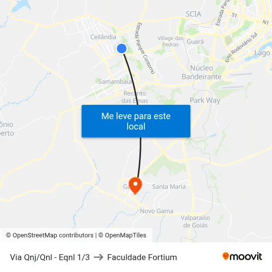 Via Qnj/Qnl - Eqnl 1/3 to Faculdade Fortium map