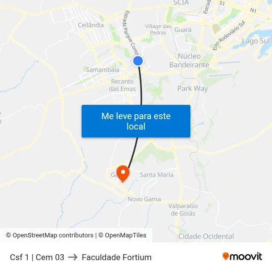 Csf 1 | Cem 03 to Faculdade Fortium map