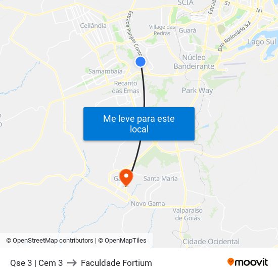 Qse 3 | Cem 3 to Faculdade Fortium map