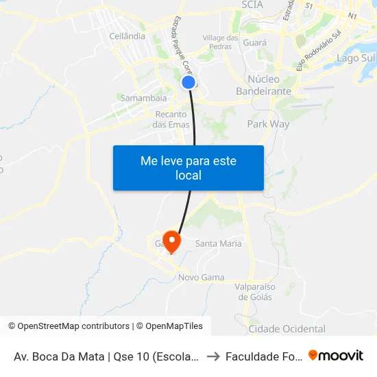 Av. Boca Da Mata | Qse 10 (Escola Classe 11) to Faculdade Fortium map