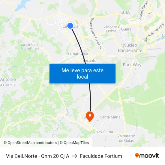 Via Ceil.Norte - Qnm 20 Cj A to Faculdade Fortium map
