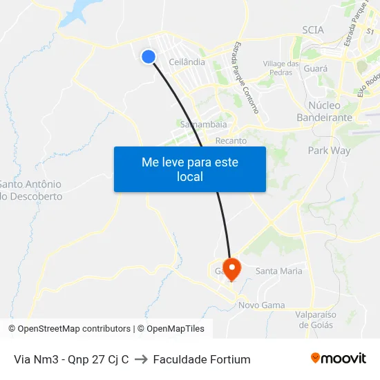 Via Nm3 - Qnp 27 Cj C to Faculdade Fortium map