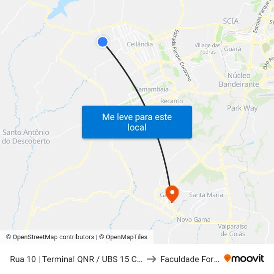 Rua 10 | Terminal QNR / UBS 15 Ceilândia to Faculdade Fortium map